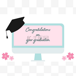 手message图片_Image of online graduation ceremony, congratu