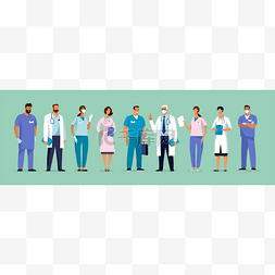 医生护士海报图片_一组医生的男性和女性特征。外科