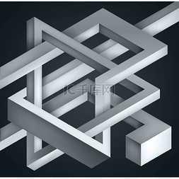3d 扭曲的抽象形式的组成。形状拼