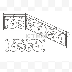 矢量锻铁模块化栏杆和栅栏