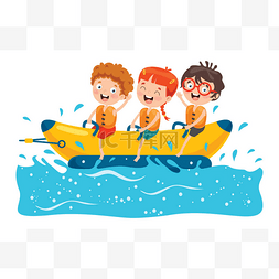 船上图片_在香蕉船上玩乐的儿童