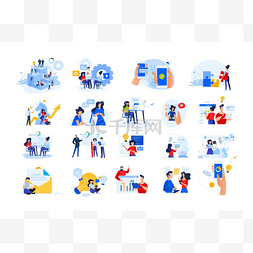 social网图片_Set of modern flat design people icons of sta