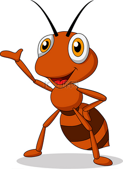 褐色小蚂蚁图片_可爱的蚂蚁卡通画挥手