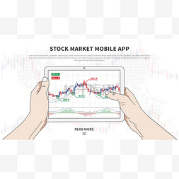 电脑上的图表图片_股票市场应用矢量图