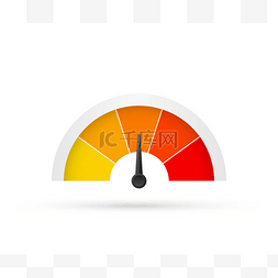 温度表图片_圆形温度表, 隔离在白色背景上。