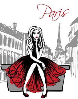 素描巴黎图片_走在巴黎的女人