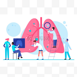 医生科学家们在实验室里研究肺器