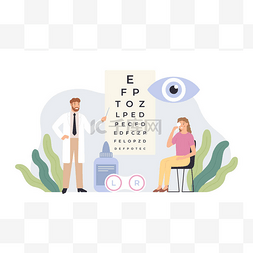 诊断单子图片_眼科医生检查视力。白衣病媒图解