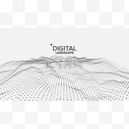 代码几何图片_数字景观向量。数据技术。波浪山