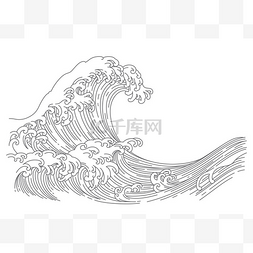 波浪线白色图片_在白色背景下孤立的大日本东方波