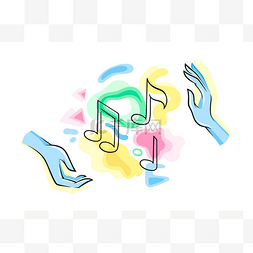 水文形状图片_人的手，有五彩缤纷的抽象形状和