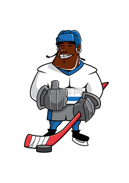 up标志图片_Cartoon ice hockey player with thumb up