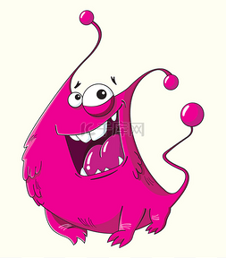 粉红色的卡图片_可爱的卡通蓬松粉红色怪物带着微