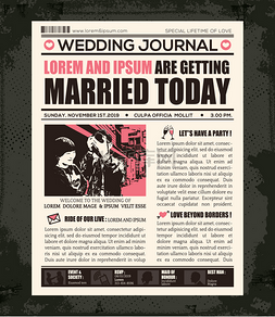 报纸的婚礼邀请设计模板