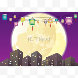 夜景中国图片_中国仲秋灯笼城市夜景