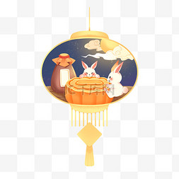 中秋节灯笼月饼兔子挂饰