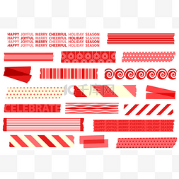 Collection of holiday washi tape strips. Semi