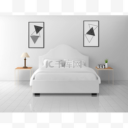 白色室内设计图片_卧室内部，家庭或酒店空公寓