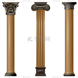 细腰形状图形图片_设置复古经典的木雕建筑柱, 内饰
