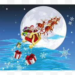圣诞老人坐雪橇图片_在他的雪橇圣诞老人