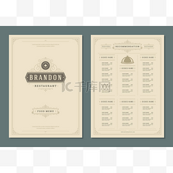 餐厅菜单设计和标签矢量手册模板