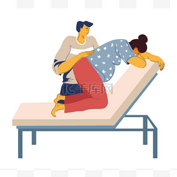 Position of pregnant woman with contractions,