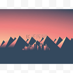 夕阳风景图图片_现代城市景观与摩天大楼天际线在