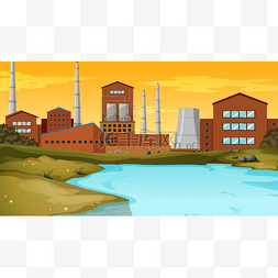 工厂和池塘场景