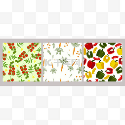 vegetables图片_Set of seamless patterns of vegetables .Vecto