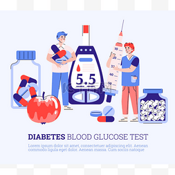 医生和病人矢量图片_医生把糖尿病患者的血糖检测作为
