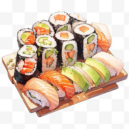 寿司卷图片_手绘美食寿司卷元素