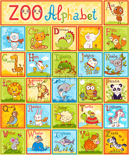 out了吧图片_Zoo alphabet design in a colorful style