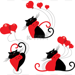 猫用红色的心.