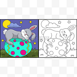 中奖页面页面图片_兔子睡在蛋彩画上