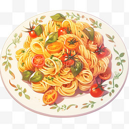 意大利面美食手绘元素