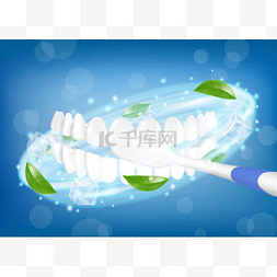 routine图片_Teeth brushing. Toothbrush cleaning white hea