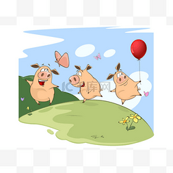Three Little Pigs on a meadow