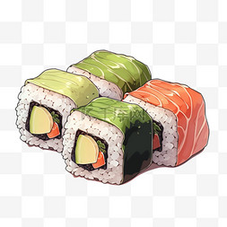 寿司卷图片_手绘美食元素免抠寿司卷