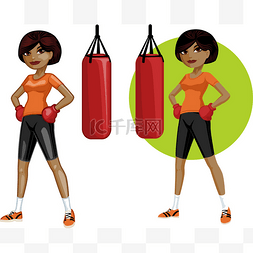 Cute young African American woman boxer