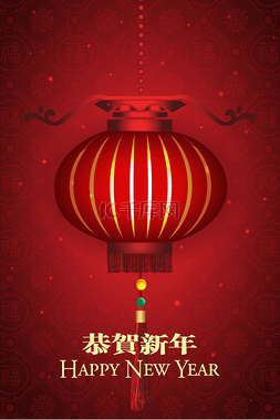 中国农历新年灯笼背景。矢量图层