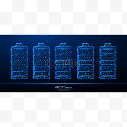 3d电池图标图片_电池充电图标集的抽象多边形光设