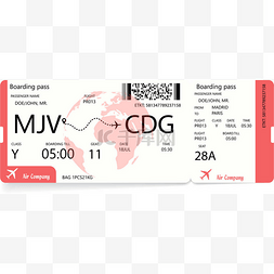 飞机票矢量素材图片_红色的登机牌