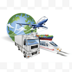 全球物流概念飞机卡车火车船