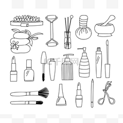 doodle图片_Spa and beauty items doodle illustrations col