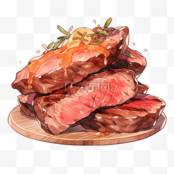 美食背景图片_美食煎牛排元素手绘
