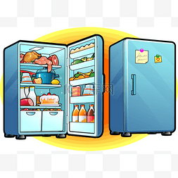 概念冰箱图片_充满了食物的冰箱