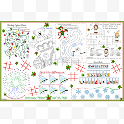 桌上的文件图片_Placemat Christmas Printable Activity Sheet 7