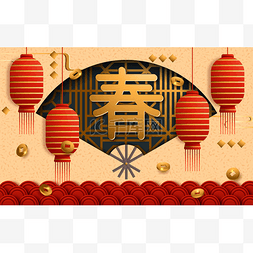 阴历二十三图片_传统的阴历新年背景,挂灯,红色彩