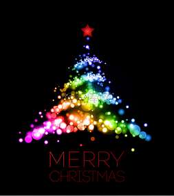 闪亮的圣诞树在黑色海报