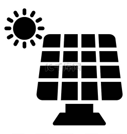 太阳能电池板上的太阳发光图标